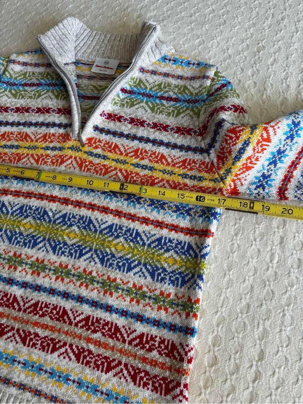 Multi-Color Fair Isle Half-Zip Kids Sweater - Cream Base 10/12